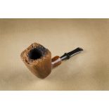 A JHW free hand briar estate pipe, the square shaped sitter, with straight grain, rusticated rim,