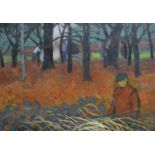 Follower of Gabriele Münter (1877-1962), oil on board 'Die Woodsmen' of a woodland scene in the