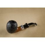 A Pierluigi briar pipe, the rusticated and smooth finish shank, with chromed collar, hand cut