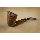 A Fischer Buffalo free hand carved briar estate pipe, the large smooth bowl and shank, with carved