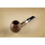 An Ascoti briar estate pipe, the straight 'Business KS' with rusticated half body, with silver