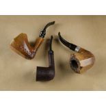 A Sasieni 4 Dot Ruff Root Dark briar pipe, the sitter, with slightly curved stem, together with