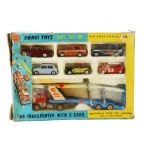 A Corgi Toys Gift Set 48 Car Transporter With 6 Cars, comprising 1148 Transporter, 252 Rover 2000,