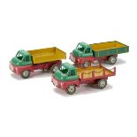 Wells-Brimtoy Bedford S-Type Trucks, Flat Truck With Chains, Tipping Wagon and Open Lorry, all