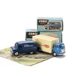 A Corgi Toys 453 Commer "Walls" Refrigerator Van, mid blue cab, cream back, flat spun hubs, 403