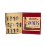 Britains set 2153 Royal Marines Band, restrung in ROAN box, VG in G box, minor graffiti to top