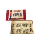Britains set 1291 Band of the Royal Marines, restrung in ROAN box, VG in G box, minor graffiti to