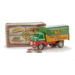 Wells-Brimtoy No.714 Fruit & Vegetable Truck, green/red, wood effect panel, plastic upper cab,