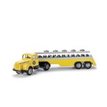 A Tekno 481 Scania Vabis Tanker 'Koppartrans', yellow cab, black chassis, silver/yellow tanker, bare