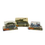 Dinky Toys 694 Tank Destroyer, 622 Bren Gun Carrier, painted figures, 355 Lunar Roving Vehicle, in