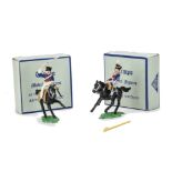 Timpo solid plastic boxed Waterloo No. 3111 British Army Lancer and Prussian Lancer, G-VG, with