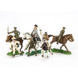 Crescent Toys plastic WW1 British Cavalry, (3 men, 2 horses), Lone Star Lone Ranger and Tonto, (
