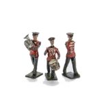 Britains Salvation Army bandsmen (3), 1 F, 2 P, 1 missing arms, boy drummer with loose head and