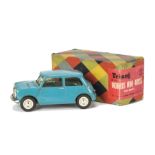 A Tri-ang Minic Electric 1/20 Morris Mini-Minor, large scale plastic battery-operated model,