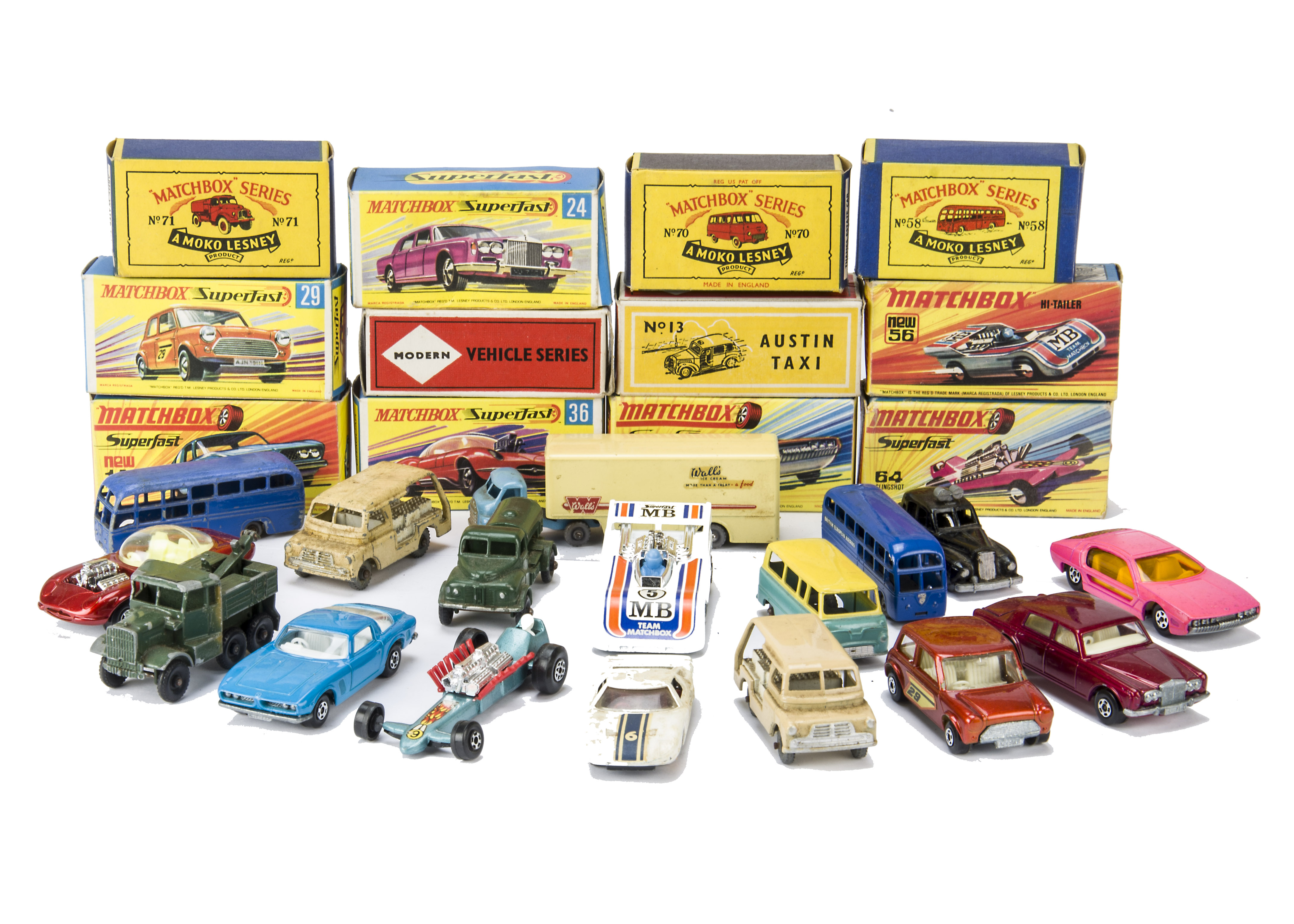Matchbox Lesney 1-75 Series, Superfast & Other Diecast, including 58 BEA Coach, 71 Austin Water