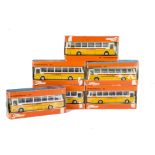 Tekno 950 Mercedes Benz 0302 'PTT' Coach, six examples, all yellow lower body, white upper, dark