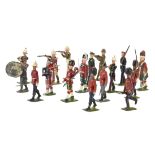Lot of lead military figures including Britains oval based Line Infantry bass drummer, Royal Marines