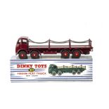 A Dinky Toys 905 Foden Flat Truck With Chains, 2nd type maroon cab, chassis and flatbed, red grooved