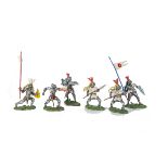 Herald foot swoppet knights, generally G, 2 swords missing, otherwise all complete though dirty, (