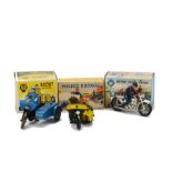 A Morestone Series AA Scout Patrol Motorcycle & Sidecar, black motorcycle and chassis, yellow