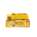 A Dinky Toys 443 Petrol Tanker 'National', yellow body and hubs, in original box, E, a few minute