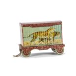 A Chad Valley Tinplate Biscuit Tin In The Form Of A Circus Animal Cage, detailed tin printed body of