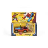 A Corgi Toys 261 Spiderbuggy & Green Goblin, red/blue jeep body with crane, Spiderman and Green