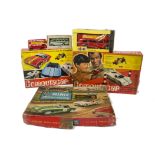 Tri-ang Minic Motor-Racing Set M.1525, with Aston Martin and Porsche, track and controllers, in
