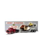 A Dinky Supertoys 986 Mighty Antar Low Loader With Propeller, red cab, no glazing, grey low-