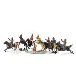 Lot of metal and plastic Wild West figures including Malleable Mouldings horses (2), BMC cowboys (