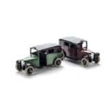 Early Post-War Dinky Toys 36g Taxi with Driver, green body, black roof, open rear window, black