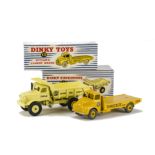 A Dinky Supertoys 965 Euclid Rear Dump Truck, pale yellow body, no glazing, 933 Leyland Comet Cement