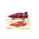 A Dinky Toys 103 Spectrum Patrol Car From Captain Scarlet, metallic red body, white base, blue