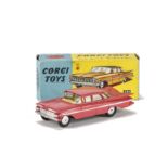 A Corgi Toys 220 Chevrolet Impala, pink body, lemon interior, flat spun hubs, in original box, E,