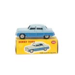 A Dinky Toys 162 Ford Zephyr Saloon, two-tone blue body, grey ridged hubs, in original box, E, box