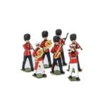 Britains Eyes Right marching Guards bandsmen, 7 complete, 16 with damage, US Marine bandsmen, 3