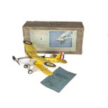 A very rare Frog flying scale model Hawker Hind Biplane RAF Trainer, finished in yellow and