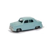 A Tri-ang Toys New Zealand Ford Zephyr, turquoise blue body, bare metal wheels, silver trim, black