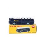 A Dinky Toys 283 B.O.A.C Coach, dark blue body, white roof, mid-blue hubs, in original box, E, box E