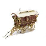 A finely-made scratch built model of a Gypsy Caravan with considerable detail, beautifully made of