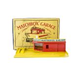 Matchbox Accessory Pack MG1a Service Station & Showroom, yellow base and roof sign, red building, in