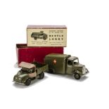 Britains post WW2 boxed sets 1877 Beetle Lorry, G in F box, and 1512 round nose Ambulance, F in P