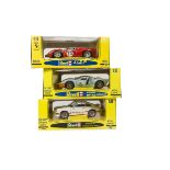 Three Revell Jouef 1:18 Scale Sports Cars, 48834 Porsche 911 in off white, 48826 Ferrari 412P Ltd Ed