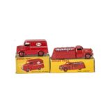 Dinky Toys 450 Trojan 'Esso' Van, red body and hubs, 440 Petrol Tanker 'Mobilgas', red body and