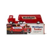 A Lucky Toys (Hong Kong) Plastic No.190 Mobilgas Tanker, red model with chrome trim, friction motor,