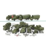 Military Dinky Toys, including 660 Tank Transporter, 10-Ton Army Truck, 626 Military Ambulance,