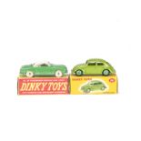 Volkswagen by Dinky Toys, 187 Volkswagen Karmann Ghia Coupe, green body, white roof, spun hubs,