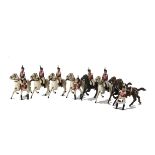 Beton USA early plastic Hussars on horses, generally G, 1 tail missing, but 3 riders will not fit