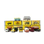 Matchbox Lesney 1-75 Series, 70a Thames Estate Car, SPW, 12b Land Rover, 37c Cattle Truck, 4d