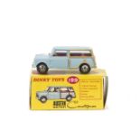 A Dinky Toys 199 Austin 7 Countryman, light blue body, red interior, black gloss base, spun hubs, in